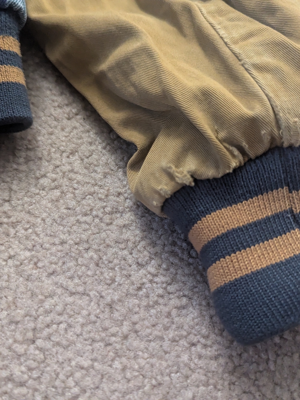 Dunbrooke Two-Tone Denim Bomber Jacket in Blue and Brown - Picture 11 of 12
